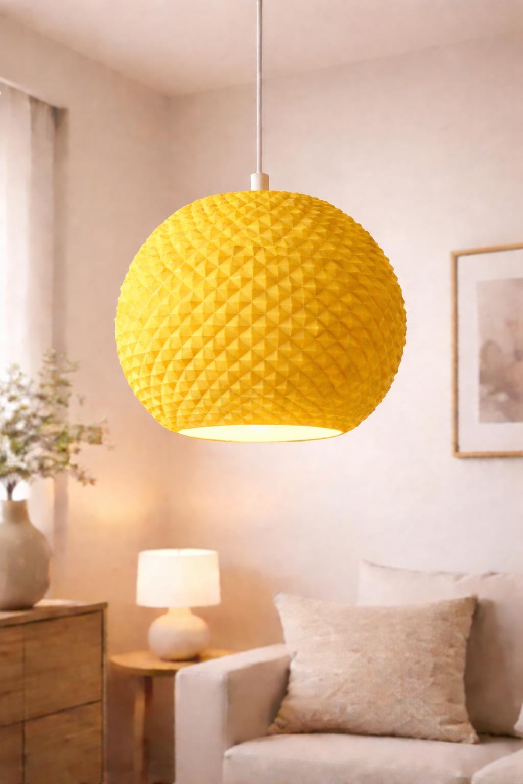 Modern Round Lampshade | Geometric Pendant Shade | Minimalist Ceiling Light Shade | Faceted Lamp Cover | Contemporary Home Decor