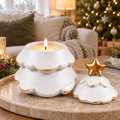 Christmas Candle | White Christmas Tree with 2 Scented Soy Wax | Table and Christmas Decor | Handmade