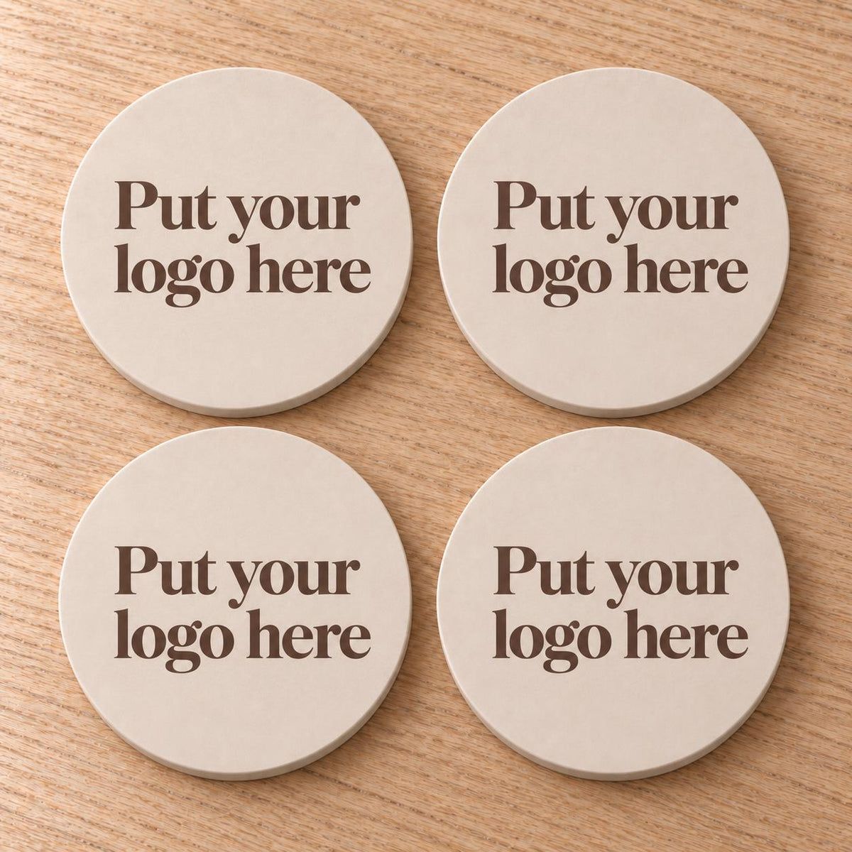 Custom Logo Coaster Set with Holder | Engraved Marble Coasters | Corporate Gifts | Branded Business Stone Coasters