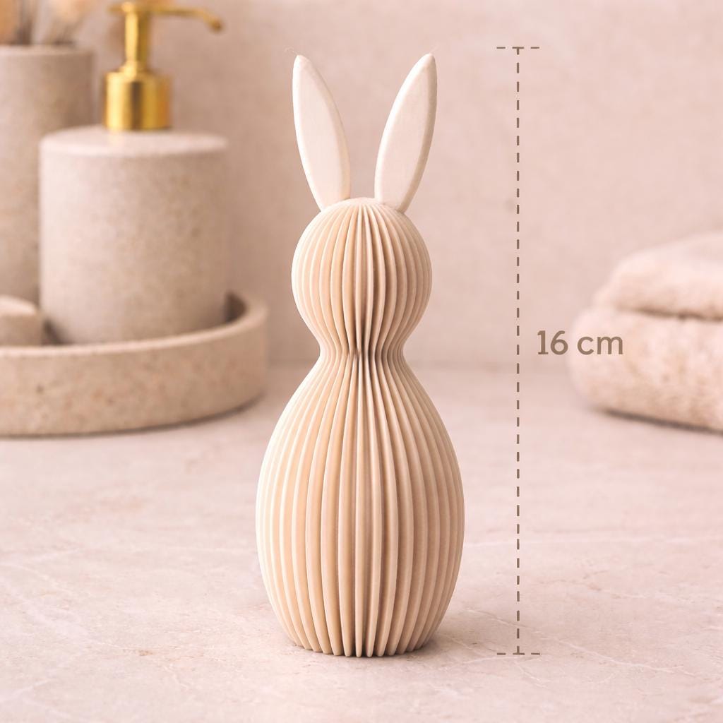 Ribbed Bunny Ornament for Easter | Minimalist Easter Decor | Modern Rabbit Figure | Neutral Spring Shelf Decoration, Home Gift