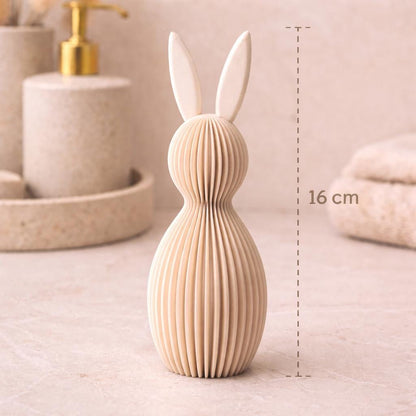 Ribbed Bunny Ornament for Easter | Minimalist Easter Decor | Modern Rabbit Figure | Neutral Spring Shelf Decoration, Home Gift