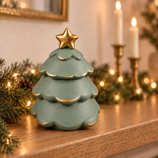 Christmas Tree Candle Set | 3 Piece Decorative Tree with 2 Soy Wax Candles | Handmade Christmas Decor | Secret Santa Gift