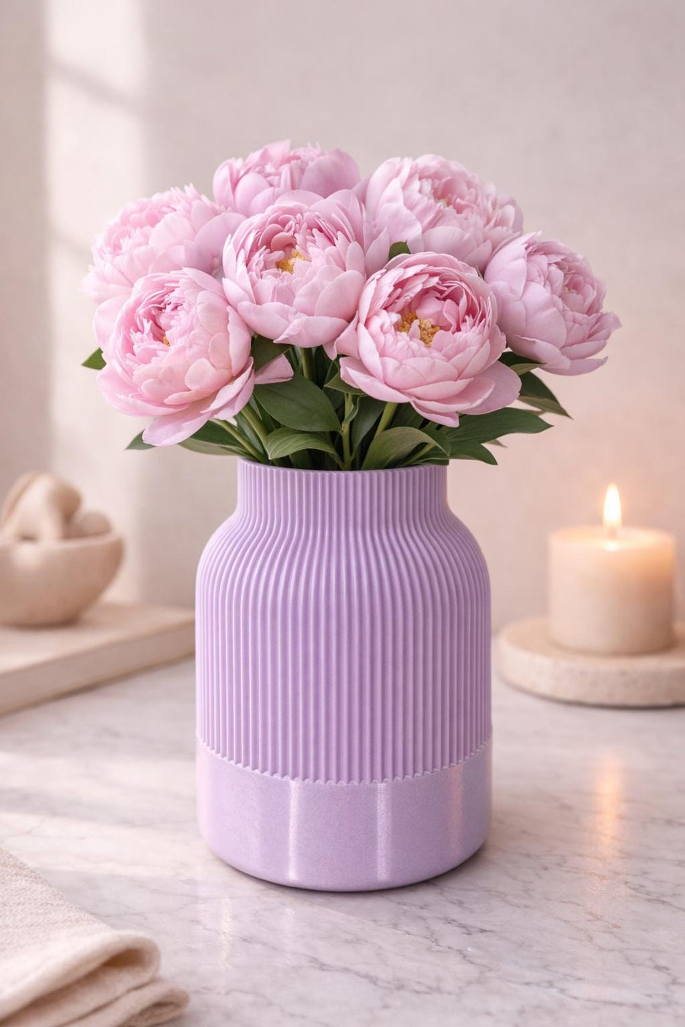 Minimalist Ribbed Vase | Modern Flower Vase | Home & Shelf Decor | Neutral Vase | Housewarming Gift and Gift for her