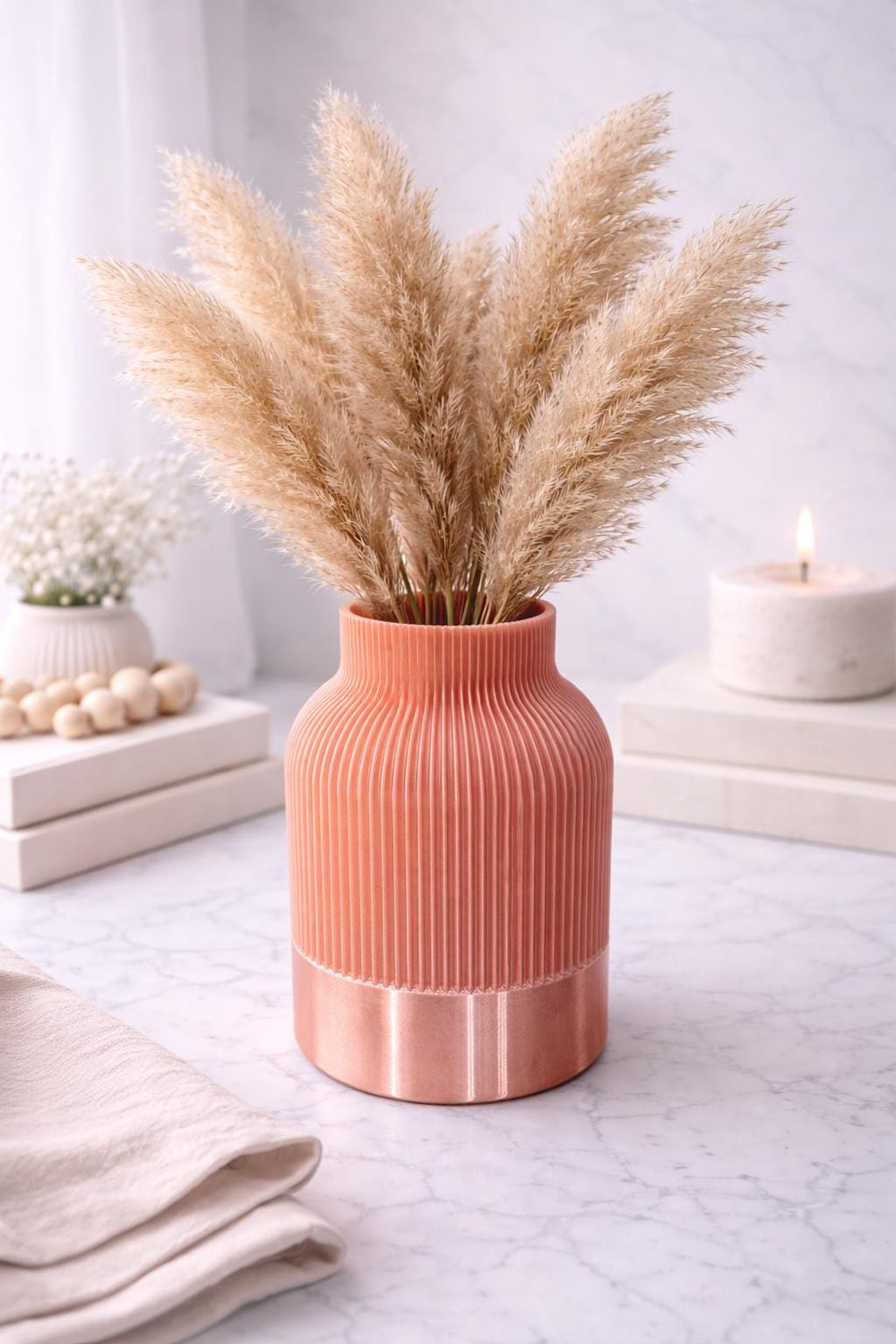 Minimalist Ribbed Vase | Modern Flower Vase | Home & Shelf Decor | Neutral Vase | Housewarming Gift and Gift for her
