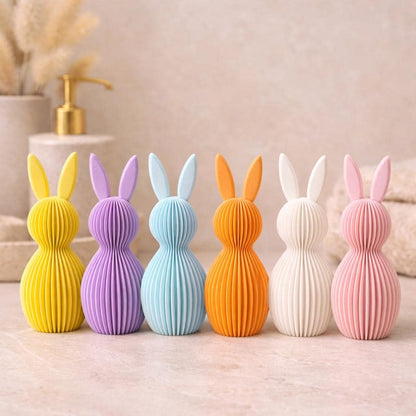 Ribbed Bunny Ornament for Easter | Minimalist Easter Decor | Modern Rabbit Figure | Neutral Spring Shelf Decoration, Home Gift