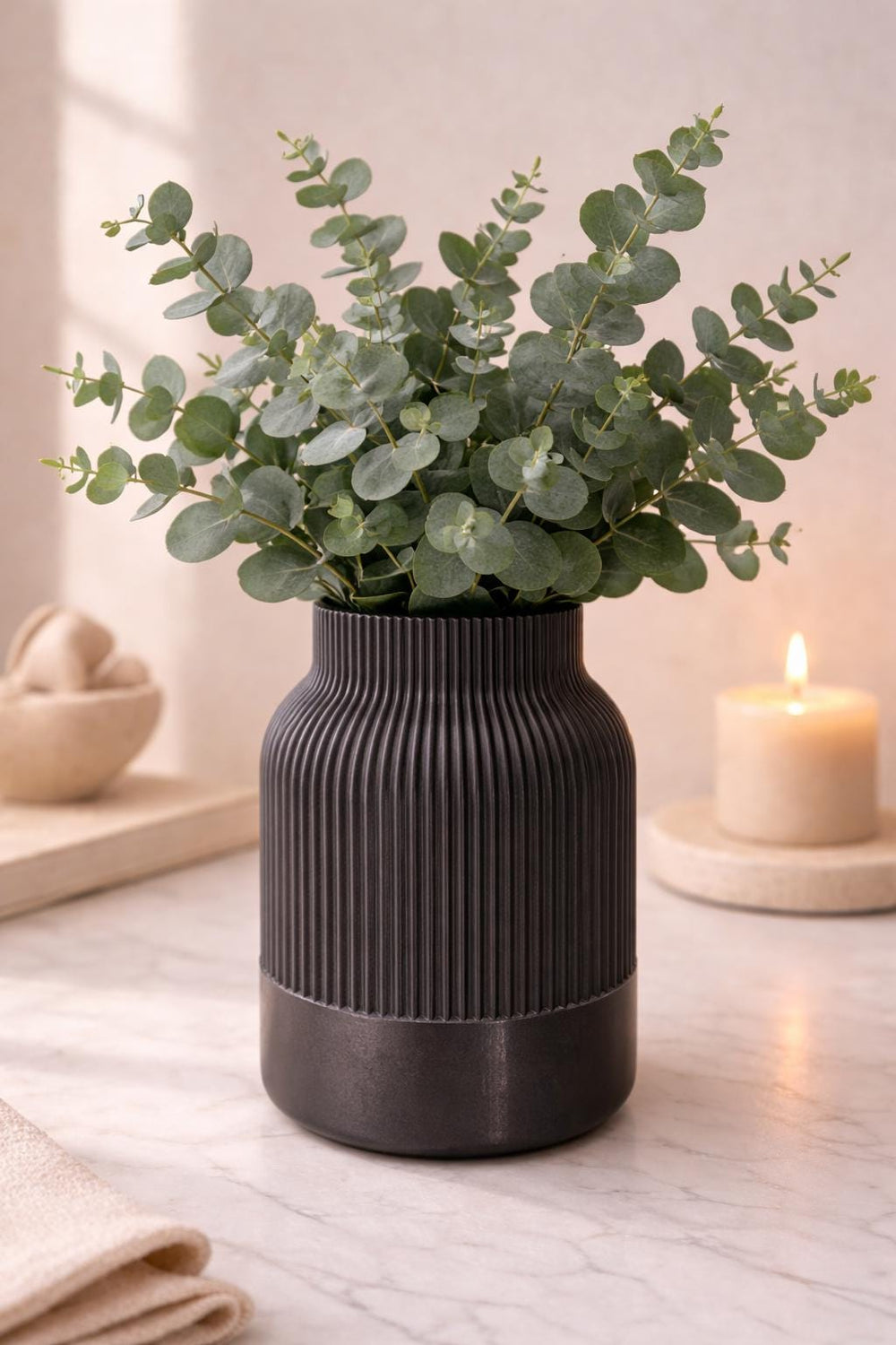 Minimalist Ribbed Vase | Modern Flower Vase | Home & Shelf Decor | Neutral Vase | Housewarming Gift and Gift for her