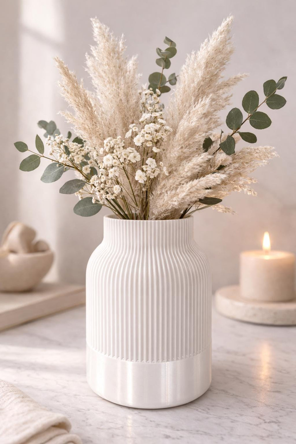 Minimalist Ribbed Vase | Modern Flower Vase | Home & Shelf Decor | Neutral Vase | Housewarming Gift and Gift for her