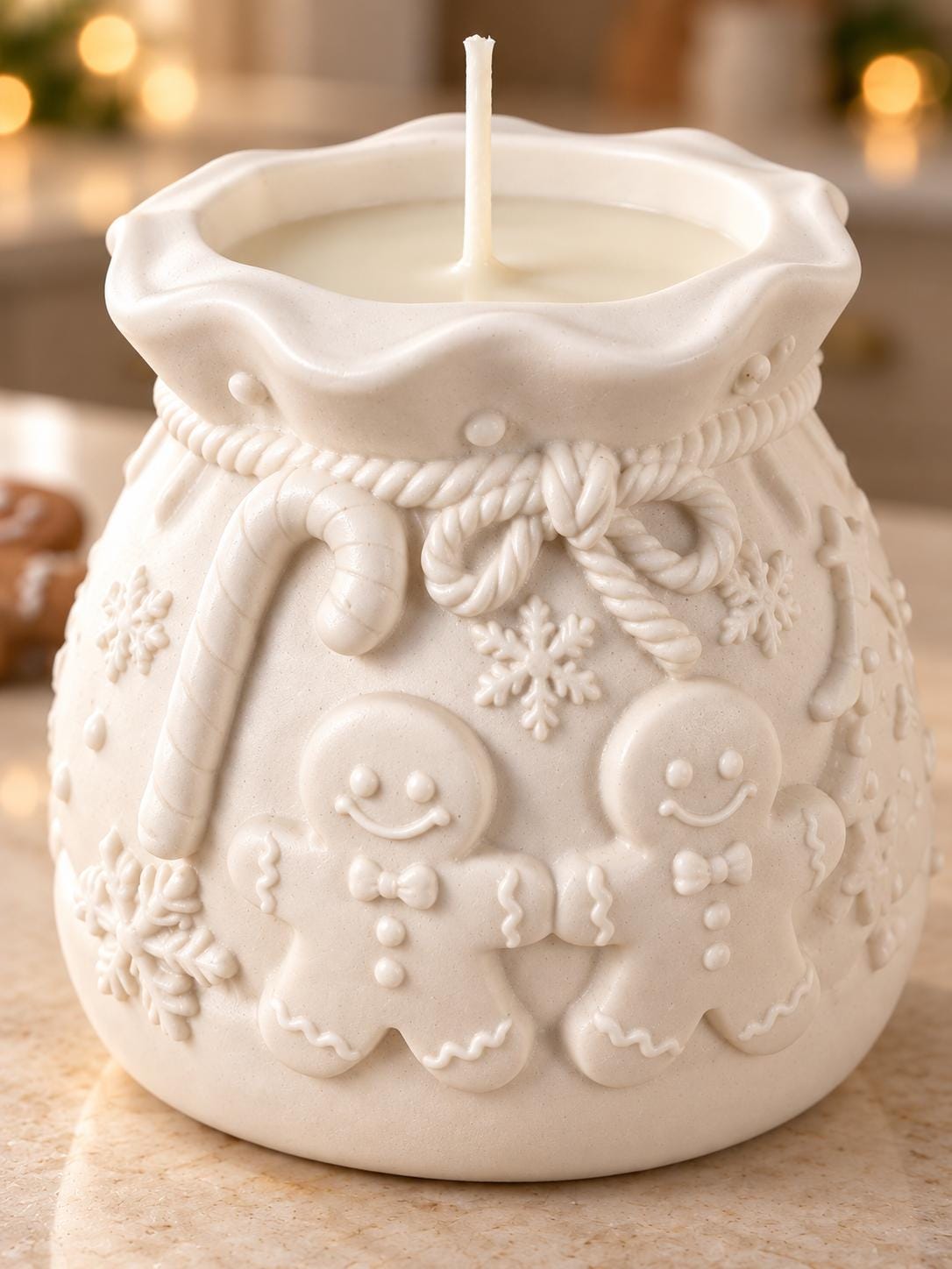 Gingerbread Christmas Candle | Handmade Decorative Sack | Secret Santa Gift