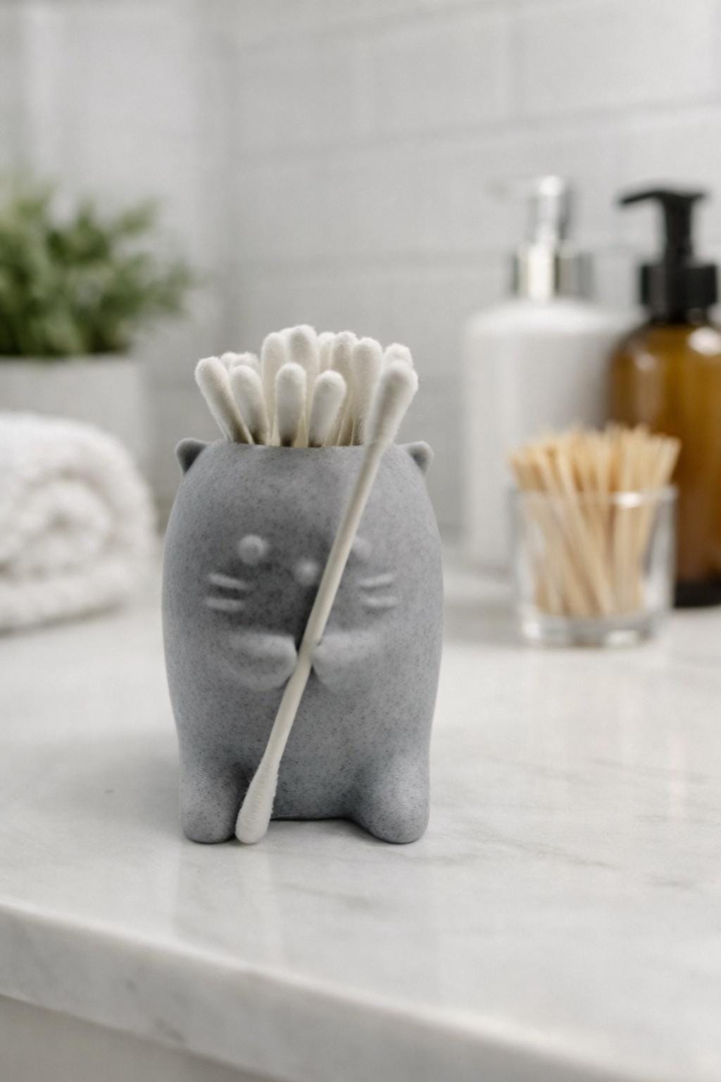 Animal Cotton Bud Holder – Modern Minimalist Bathroom Storage