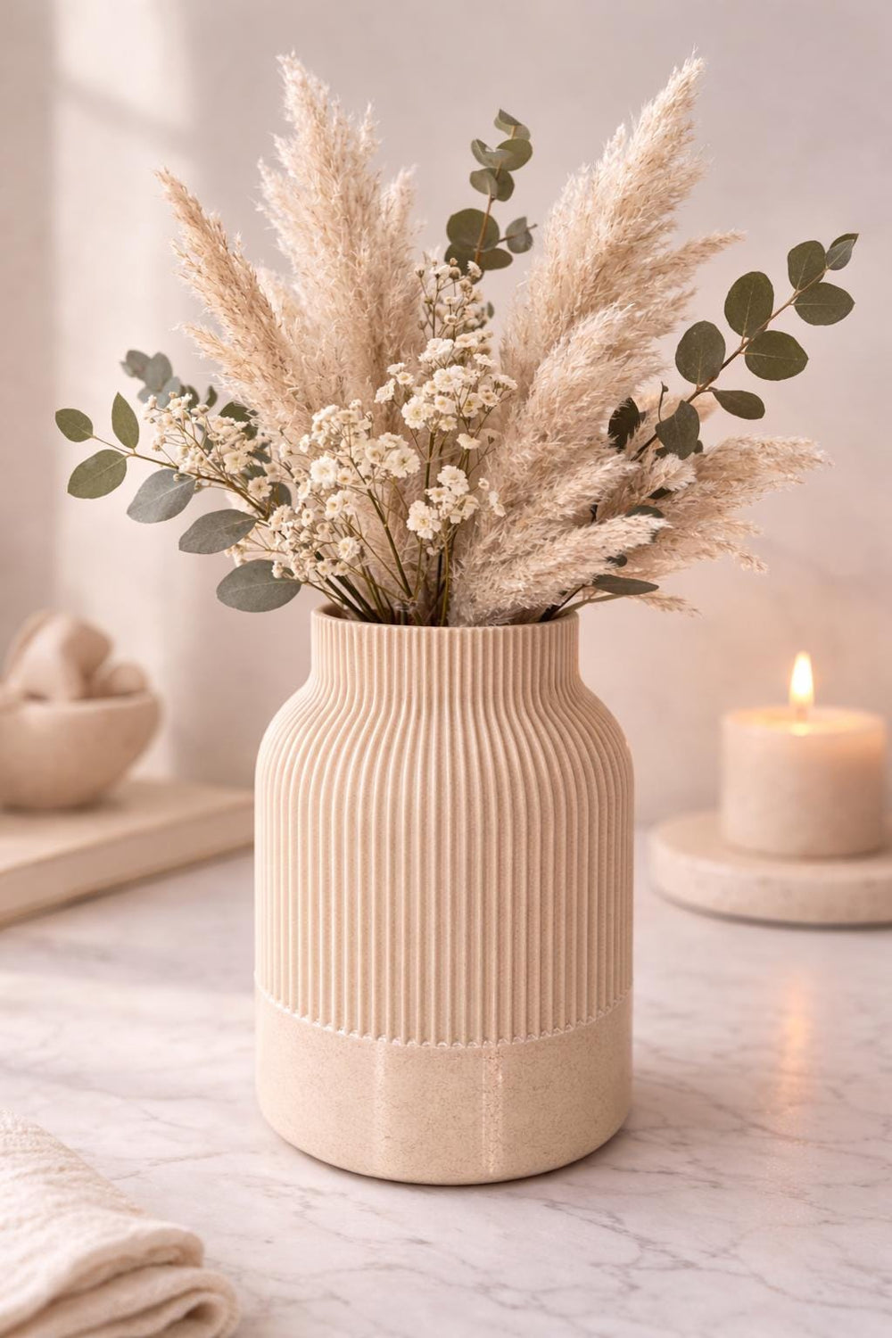 Minimalist Ribbed Vase | Modern Flower Vase | Home & Shelf Decor | Neutral Vase | Housewarming Gift and Gift for her
