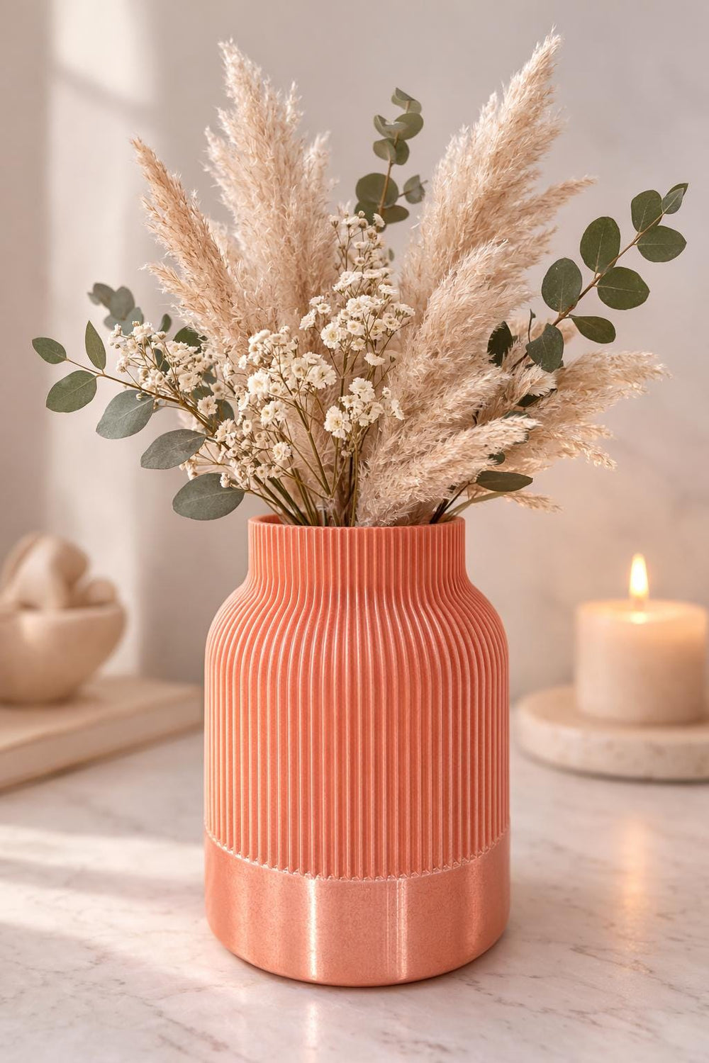 Minimalist Ribbed Vase | Modern Flower Vase | Home & Shelf Decor | Neutral Vase | Housewarming Gift and Gift for her