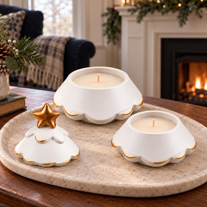 Christmas Candle | White Christmas Tree with 2 Scented Soy Wax | Table and Christmas Decor | Handmade