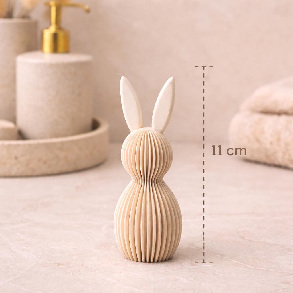 Ribbed Bunny Ornament for Easter | Minimalist Easter Decor | Modern Rabbit Figure | Neutral Spring Shelf Decoration, Home Gift