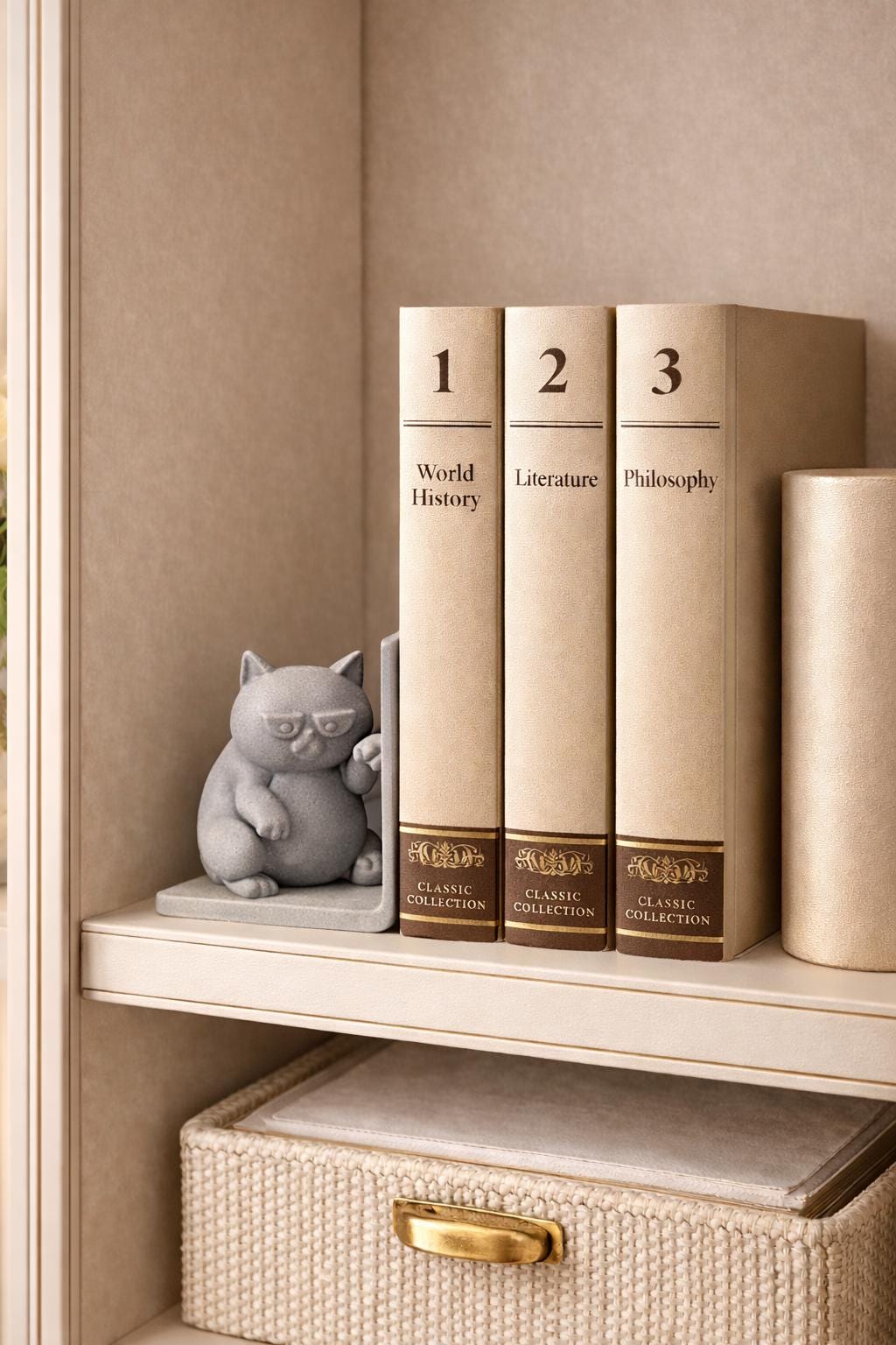 Minimalistic Cat Book End, Modern 3D Printed Design