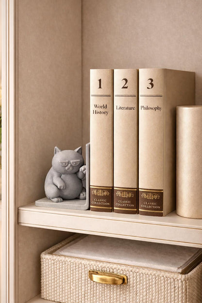 Minimalistic Cat Book End, Modern 3D Printed Design