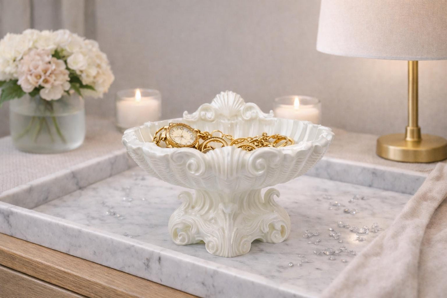 Minimalistic Shell Trinket Tray - Decorative Jewellery Holder