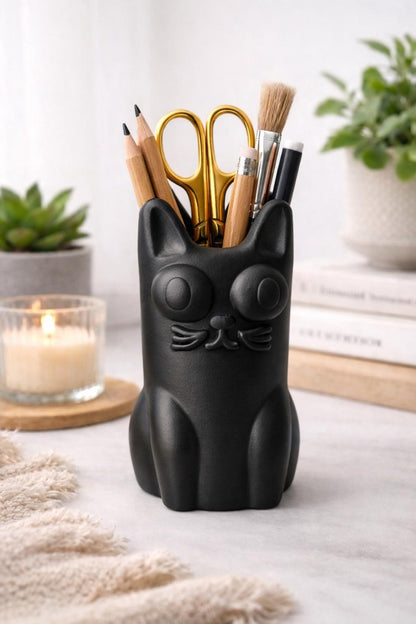 Cat storage pot/ vase - home decor (desk organizer)