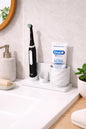 Electric Toothbrush Holder Stand with Toothpaste Cup - Modern Bathroom Counter Organizer, Minimalist Sink Storage