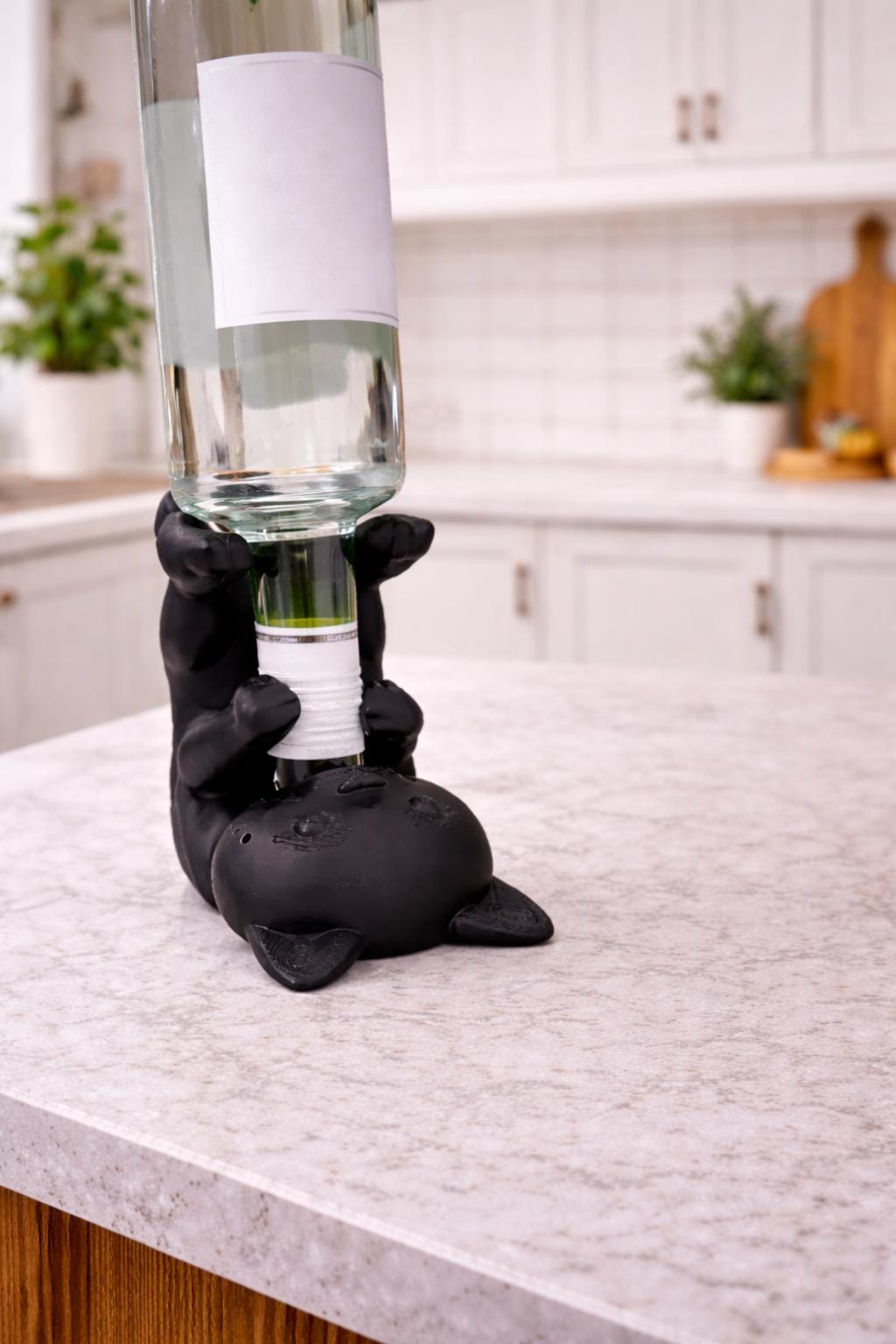 Wine and alcohol bottle holder - cat lovers, coquette dome decor for kitchen, dinner, garden