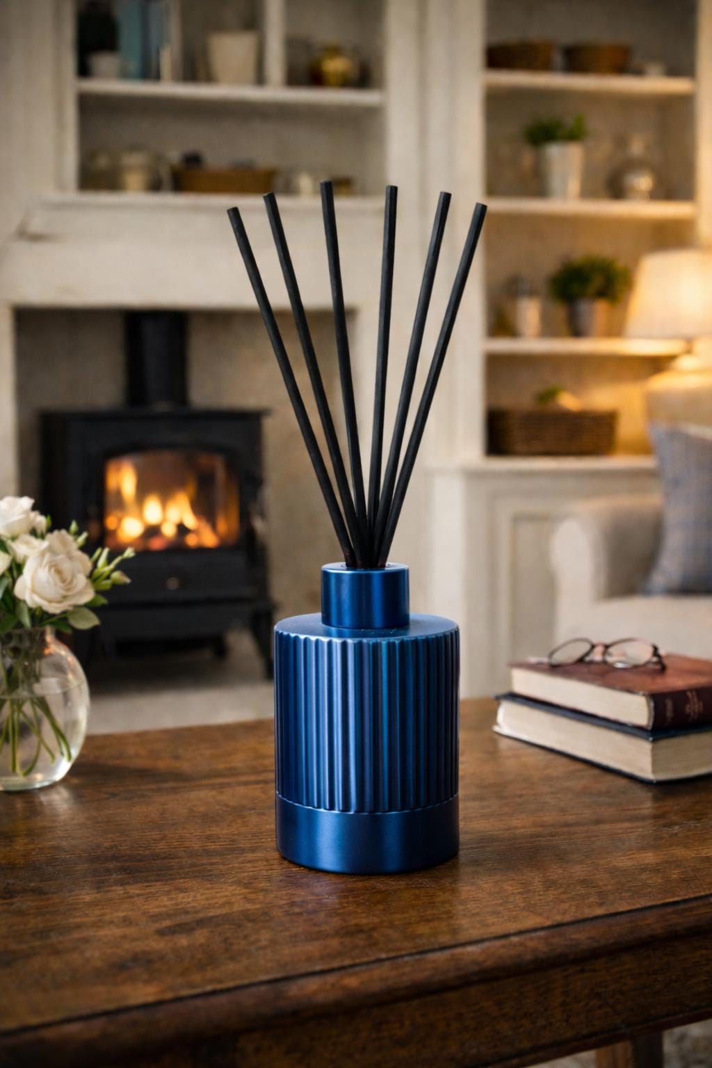 Reed Diffuser: Modern Ribbed Aroma Diffuser | Minimalist Home Fragrance Holder | Neutral Living Room Decor Decor | Housewarming Gift