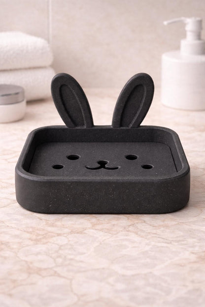 Bunny Soap Dish Holder – Marble Effect Rabbit Soap Dish | Minimalist Bathroom Sink Decor | Cute Modern Soap Tray | 3D Printed | PLA