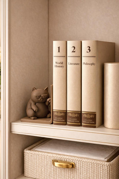 Minimalistic Cat Book End, Modern 3D Printed Design