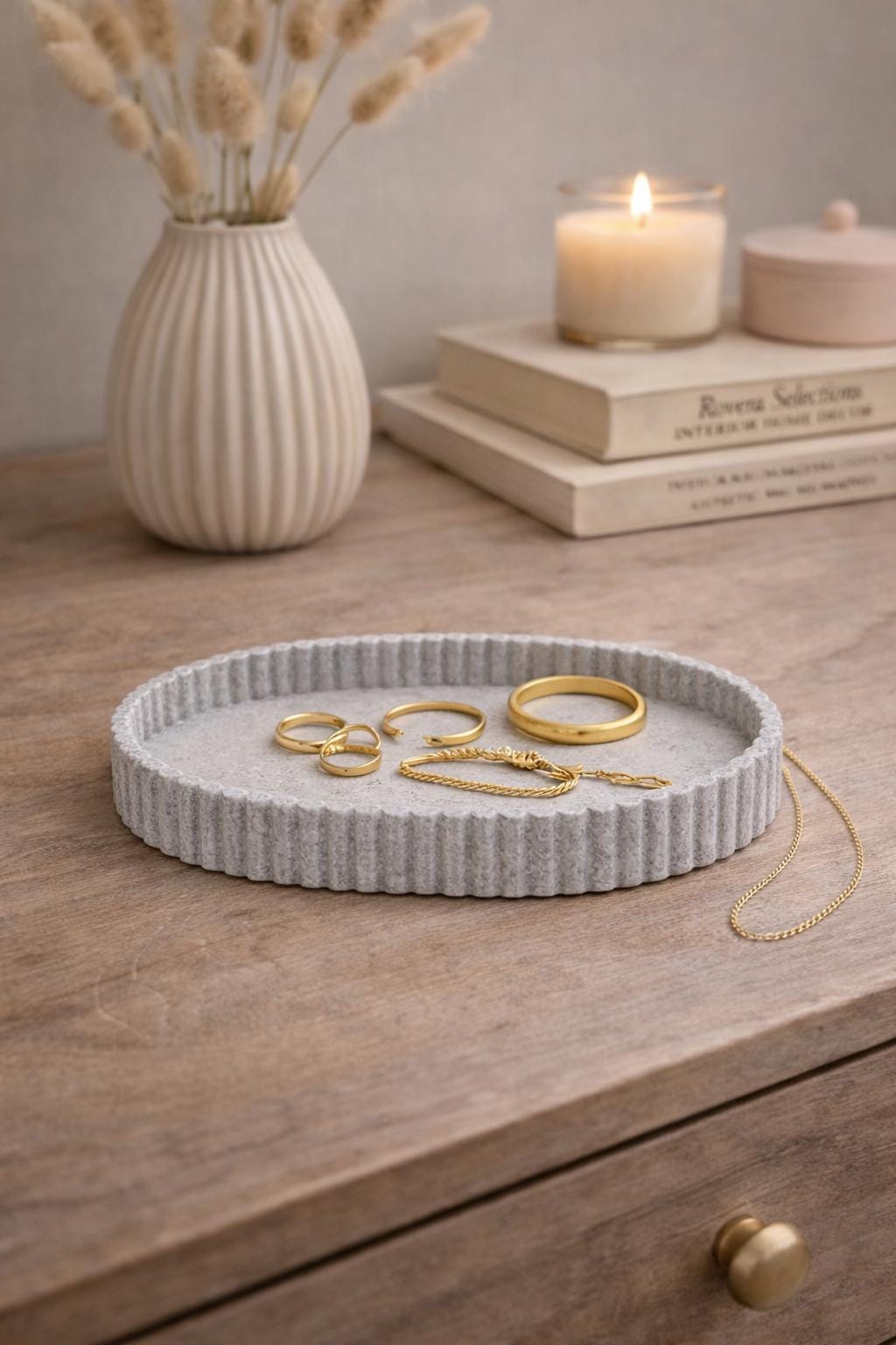 Oval Jewellery Tray | Ribbed Catchall Tray | Oval Jewelry Tray for Rings & Necklace | Minimalist Vanity Tray | Decorative Home Decor | PLA