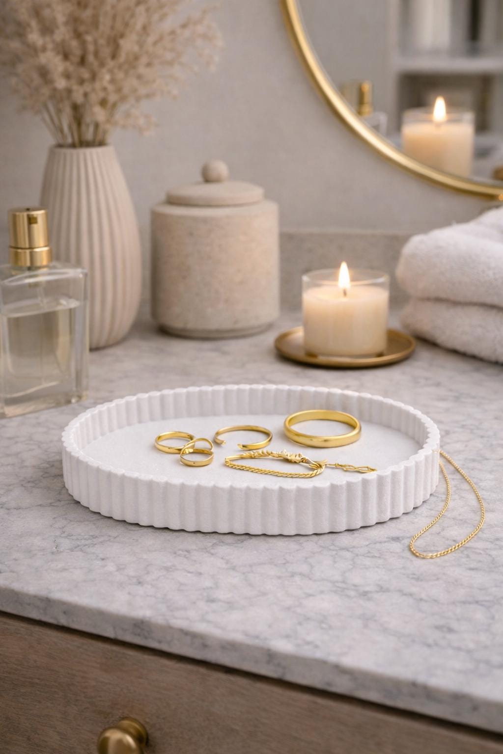 Oval Jewellery Tray | Ribbed Catchall Tray | Oval Jewelry Tray for Rings & Necklace | Minimalist Vanity Tray | Decorative Home Decor | PLA