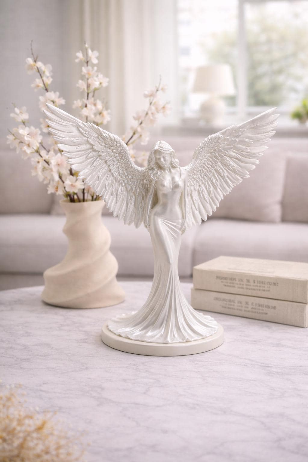 Angel Wings Sculpture | Modern Angel Statue Decor | Minimalist Home Decor Accent | Memorial Gift Idea