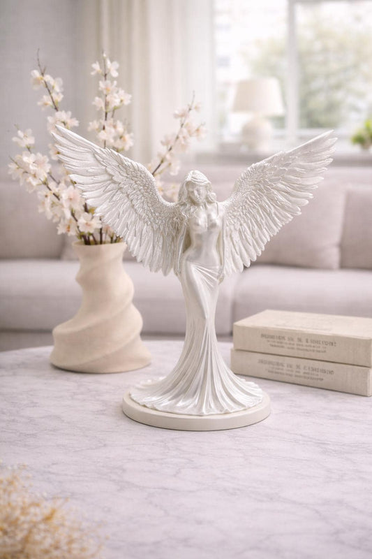 Angel Wings Sculpture | Modern Angel Statue Decor | Minimalist Home Decor Accent | Memorial Gift Idea