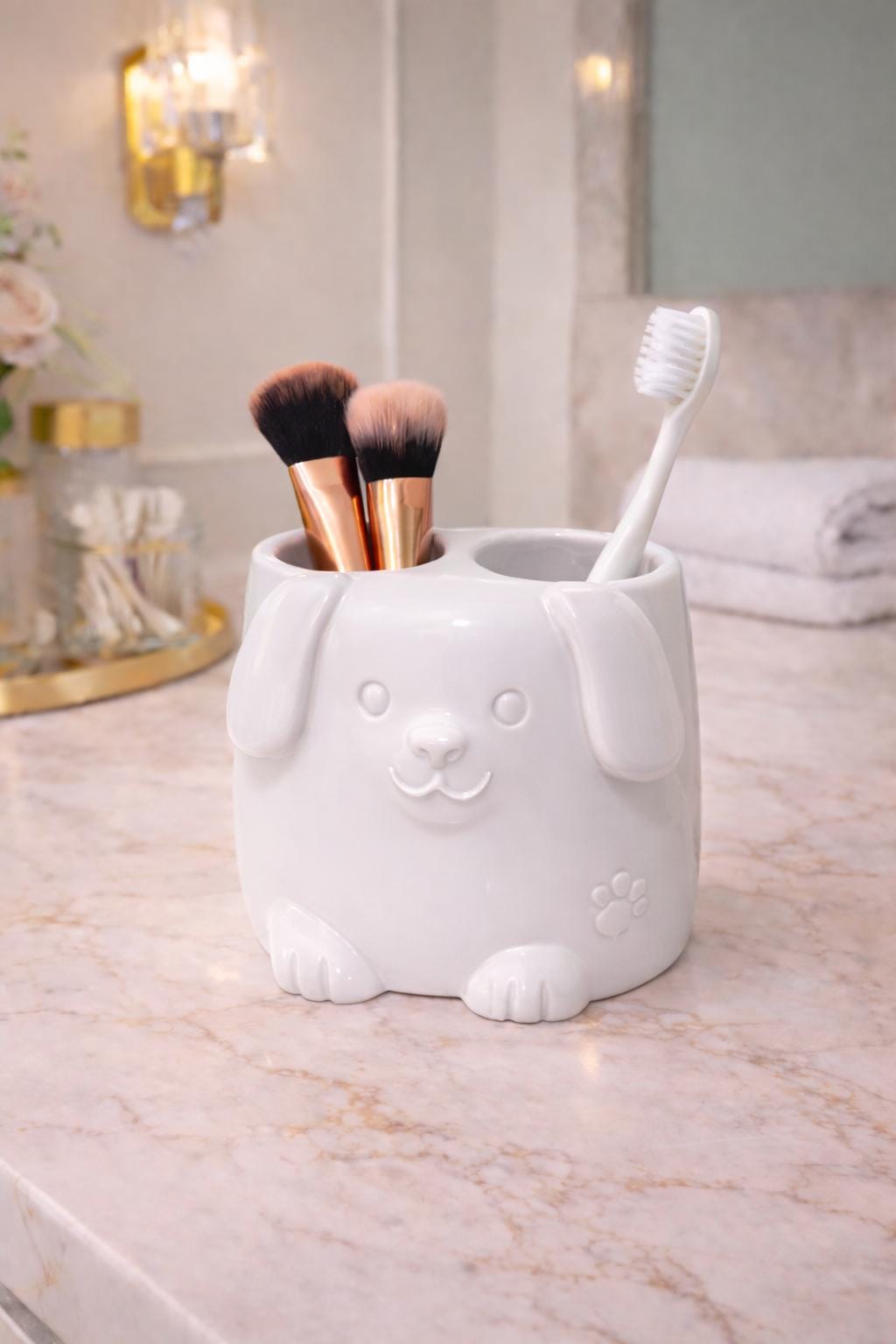 Dog Toothbrush Holder, Cute Bathroom Organizer, Puppy Makeup Brush Cup, Kids Toothpaste Storage, Pet Lover Gift