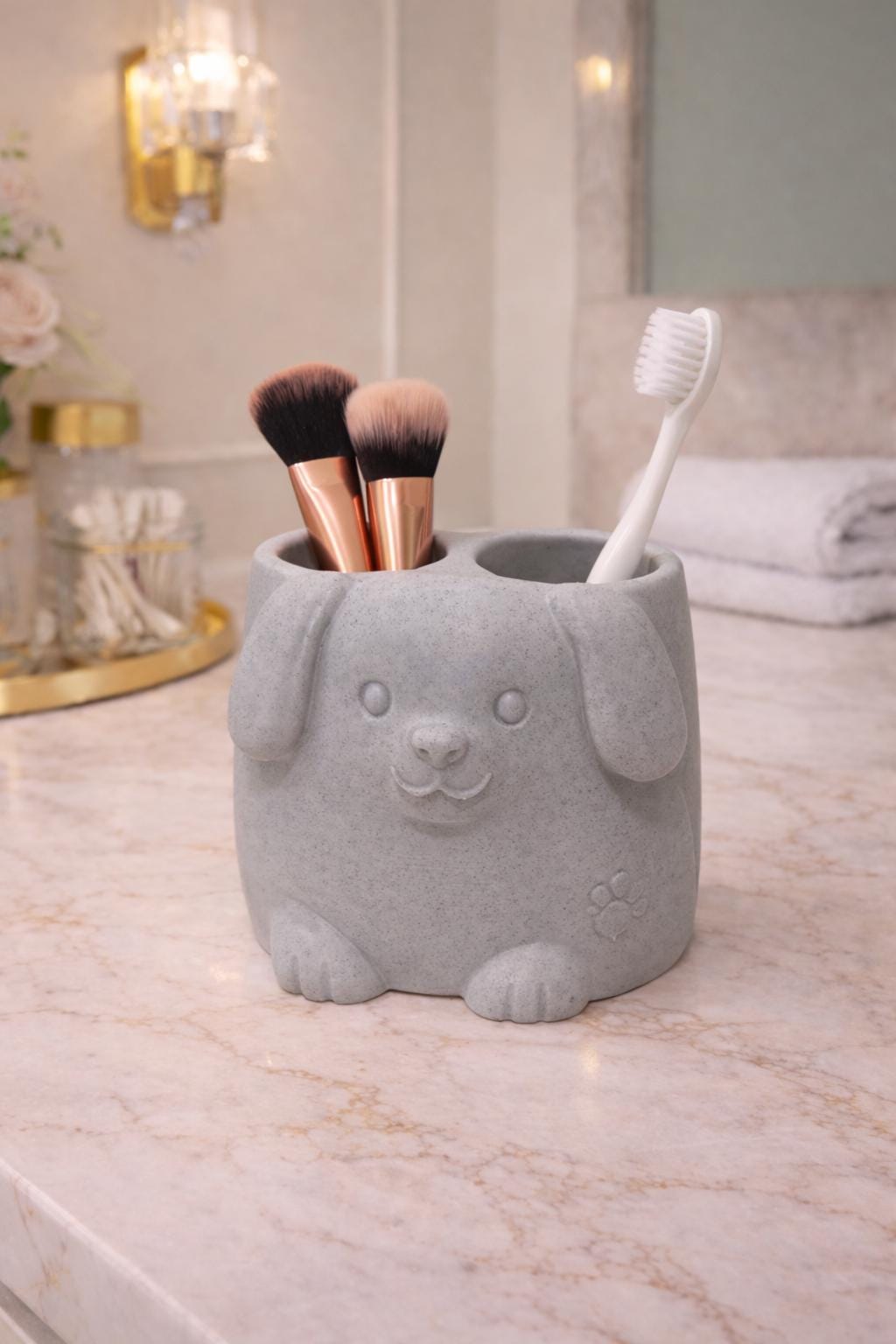 Dog Toothbrush Holder, Cute Bathroom Organizer, Puppy Makeup Brush Cup, Kids Toothpaste Storage, Pet Lover Gift