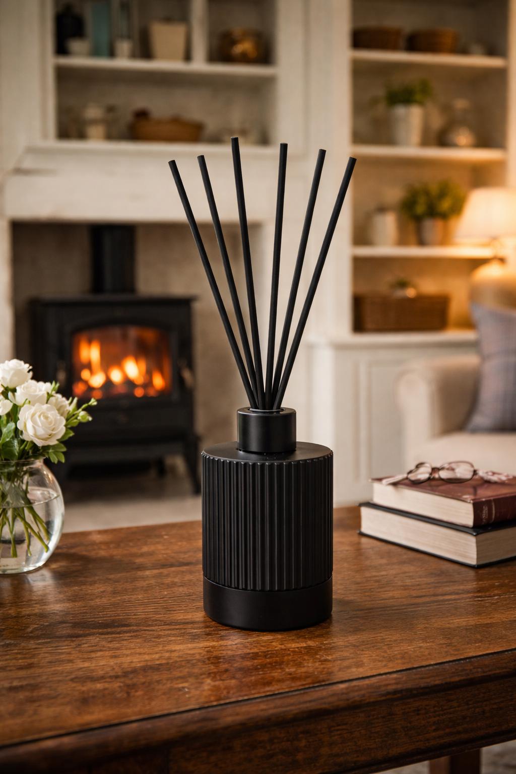 Reed Diffuser: Modern Ribbed Aroma Diffuser | Minimalist Home Fragrance Holder | Neutral Living Room Decor Decor | Housewarming Gift