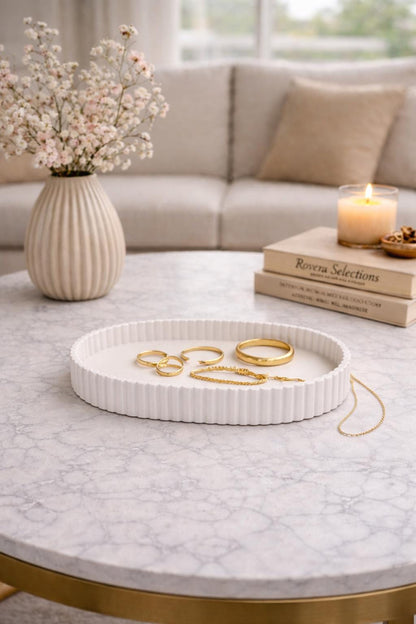 Oval Jewellery Tray | Ribbed Catchall Tray | Oval Jewelry Tray for Rings & Necklace | Minimalist Vanity Tray | Decorative Home Decor | PLA