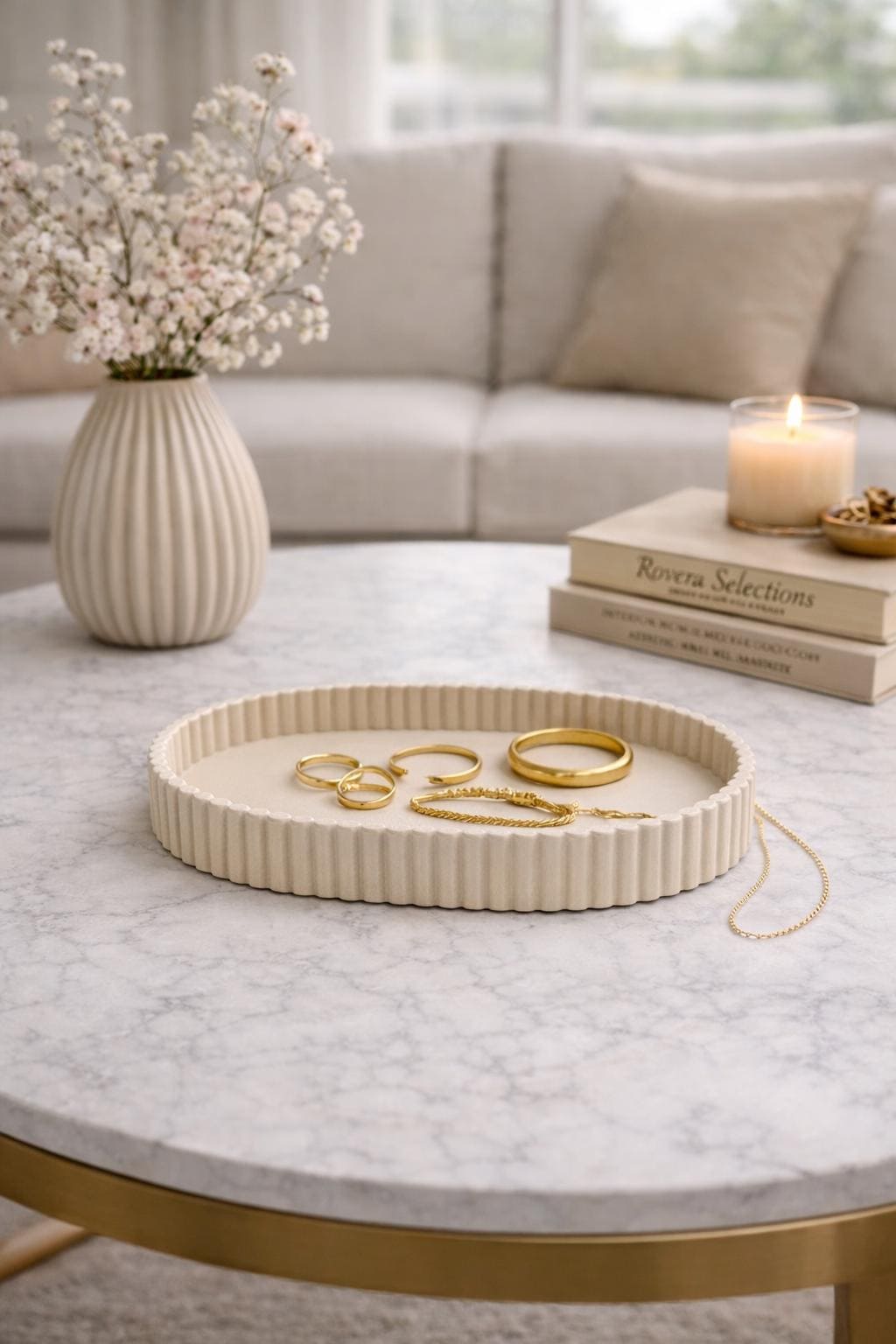 Oval Jewellery Tray | Ribbed Catchall Tray | Oval Jewelry Tray for Rings & Necklace | Minimalist Vanity Tray | Decorative Home Decor | PLA