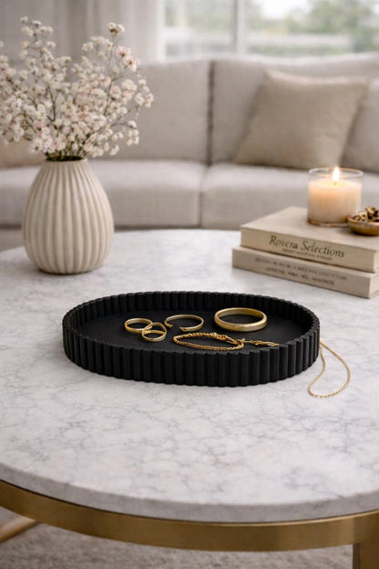 Oval Jewellery Tray | Ribbed Catchall Tray | Oval Jewelry Tray for Rings & Necklace | Minimalist Vanity Tray | Decorative Home Decor | PLA