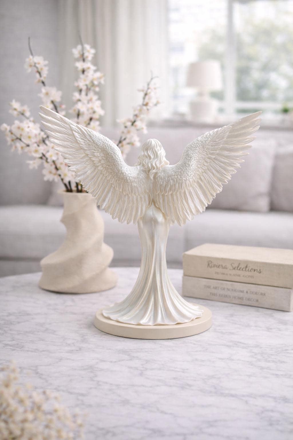 Angel Wings Sculpture | Modern Angel Statue Decor | Minimalist Home Decor Accent | Memorial Gift Idea