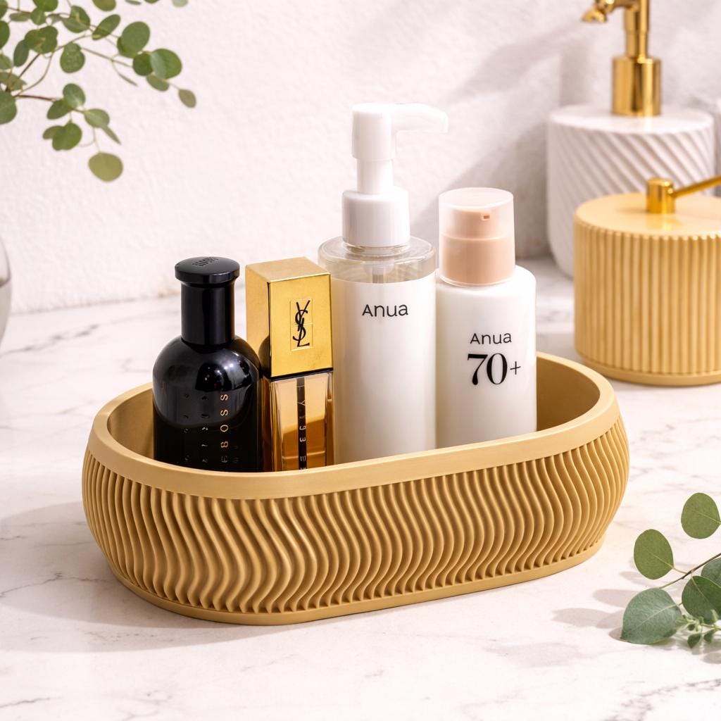 Bathroom Tray Organizer – Sink Countertop Storage | Modern Bathroom Decor | Minimalist Bathroom Accessory