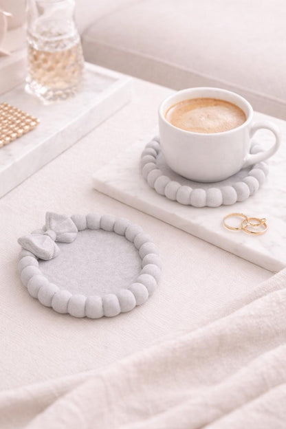 Coaster Set with Bow | Decorative Coffee Coasters | Elegant Drink Coaster Set | Housewarming Gift Decor