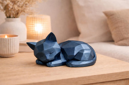 Sleeping Cat Decor Set: Modern Low Poly Cat Figurine | Cat Lover Gift | Mother’s Day, Housewarming & Women’s Day Present