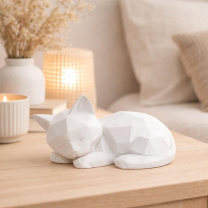 Sleeping Cat Decor Set: Modern Low Poly Cat Figurine | Cat Lover Gift | Mother’s Day, Housewarming & Women’s Day Present