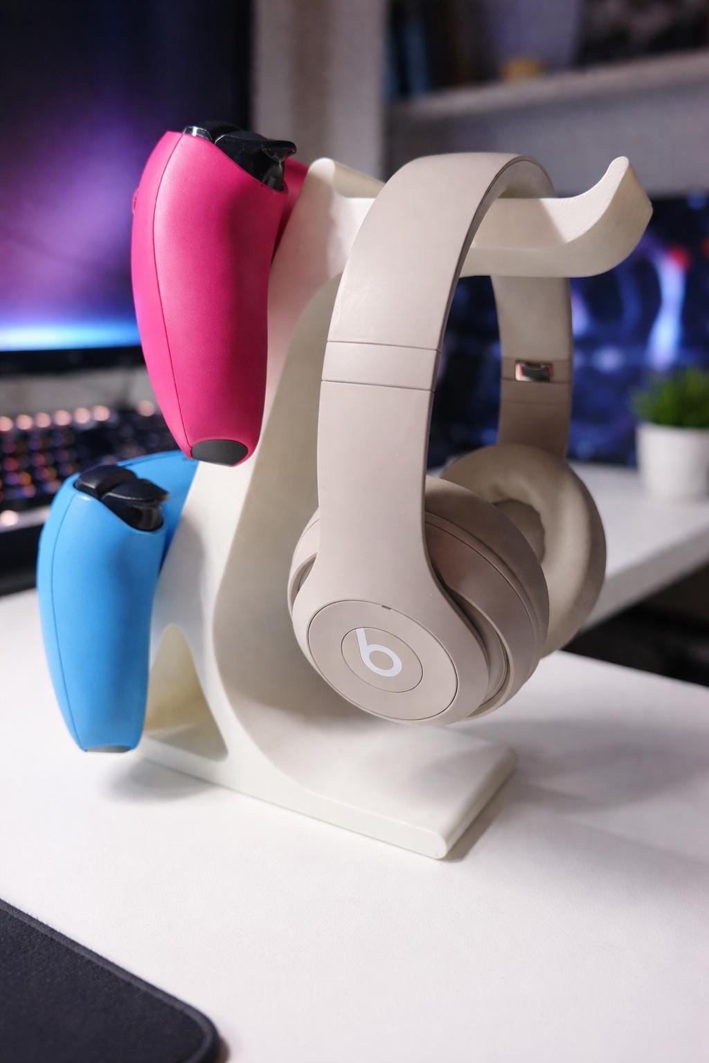 Dual Controller and Headset Stand | PS5 Xbox Controllers Holder | Desk Gaming Organizer and Gift