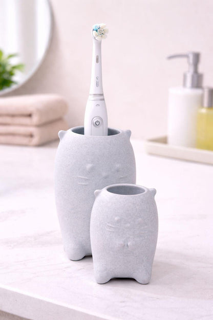Toothbrush Holder with Q Tip Holder | Modern Minimalist Bathroom Storage