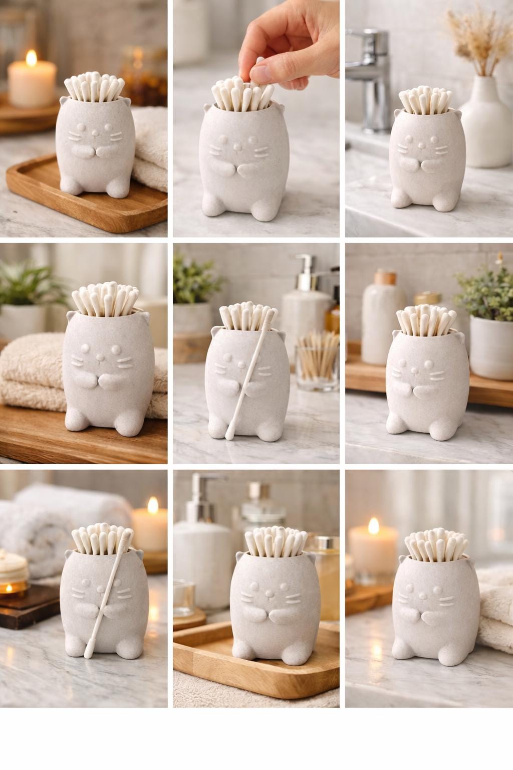 Toothbrush Holder with Q Tip Holder | Modern Minimalist Bathroom Storage