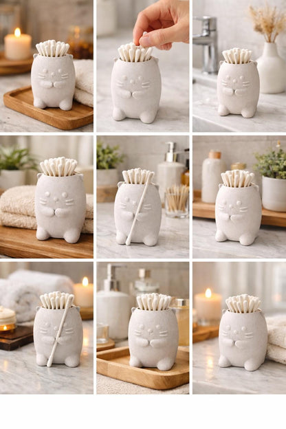 Toothbrush Holder with Q Tip Holder | Modern Minimalist Bathroom Storage