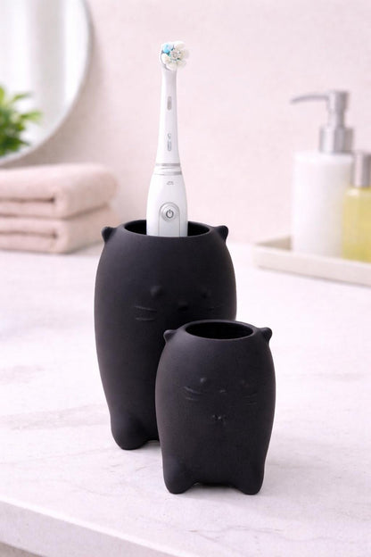 Toothbrush Holder with Q Tip Holder | Modern Minimalist Bathroom Storage
