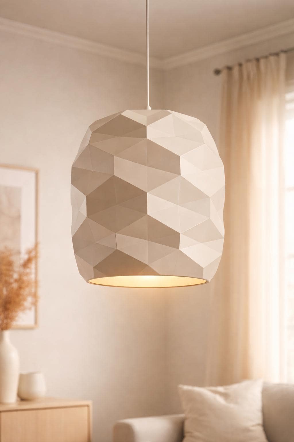 Modern Lampshade | Geometric Light Shade | Minimalist Pendant Shade | Faceted Ceiling Lamp Shade | Contemporary Home Decor