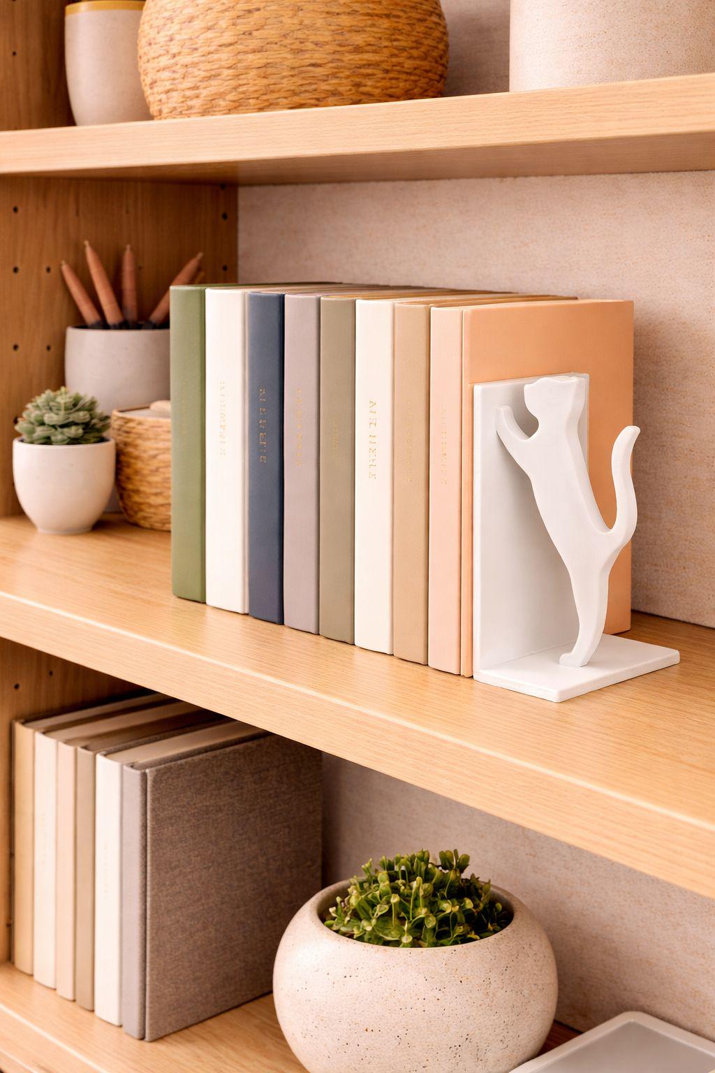 Cat Bookend | Minimalist Book Holder | Modern Shelf Decor | Desk Book Support