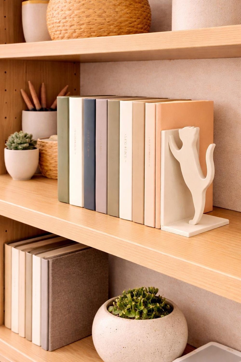 Cat Bookend | Minimalist Book Holder | Modern Shelf Decor | Desk Book Support