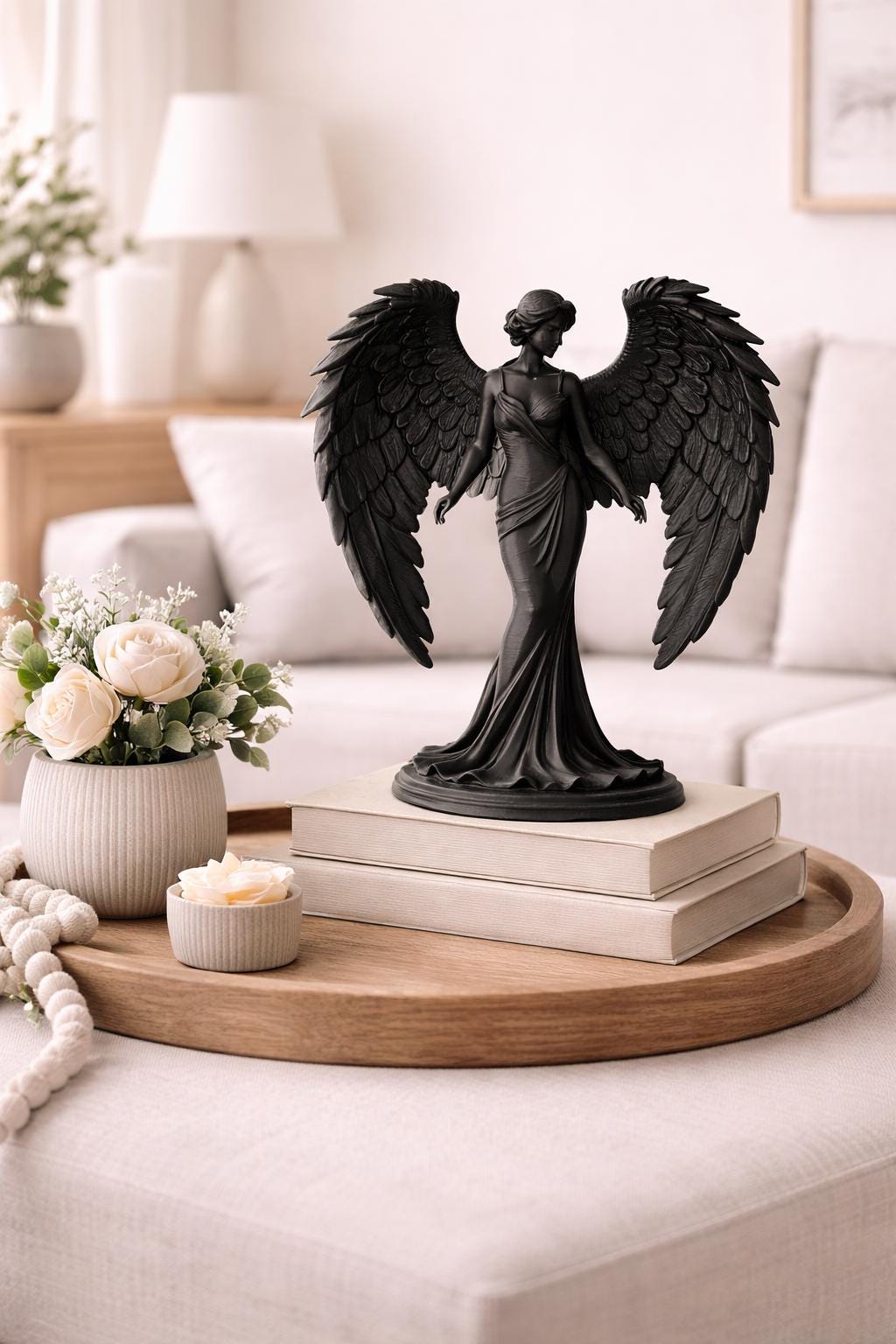 Angel Figurine Statue | Angel Wings Sculpture | Modern Angel Decor | Minimalist Home Accent | Memorial Gift Idea